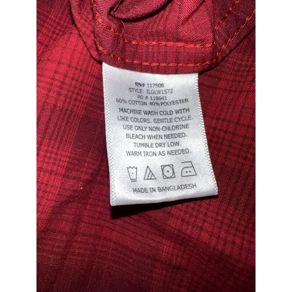 Levi's Red Plaid Button Down Shirt Men's Long‎ Sleeve Casual Size L
